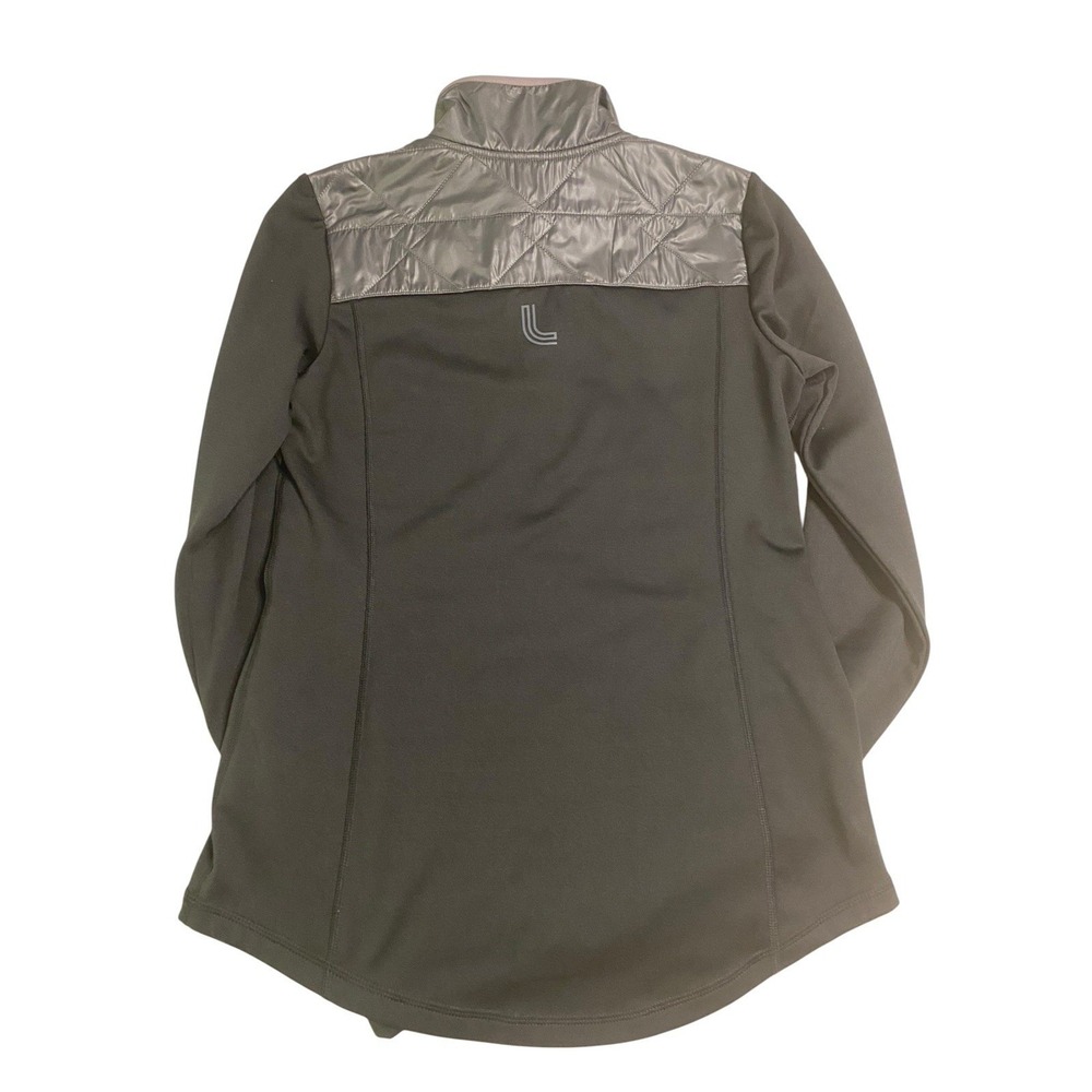 ⁠Lole Womens S Quilted Hybrid 1/4 Zip Pullover Jacket Gray Black Pink Thumbholes - Picture 6 of 7